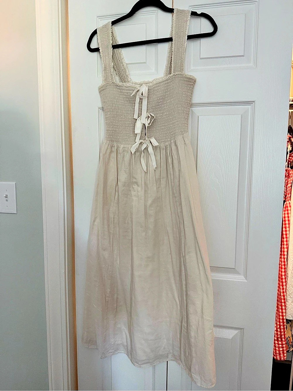 Reformation Tide Dress Smocked Maxi Dress Beige Medium